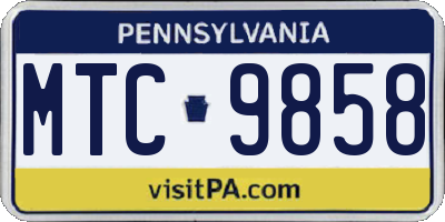 PA license plate MTC9858