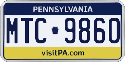 PA license plate MTC9860