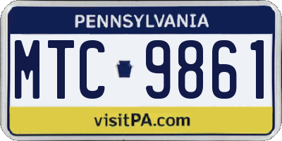 PA license plate MTC9861
