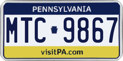 PA license plate MTC9867
