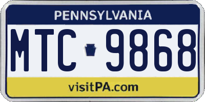 PA license plate MTC9868