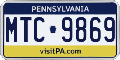 PA license plate MTC9869