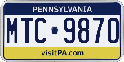 PA license plate MTC9870