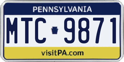 PA license plate MTC9871