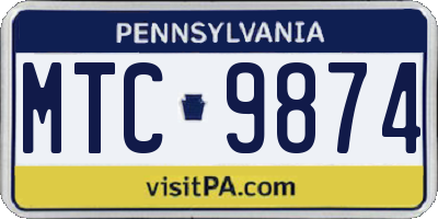 PA license plate MTC9874