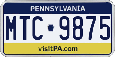 PA license plate MTC9875