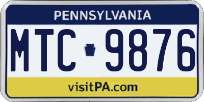PA license plate MTC9876