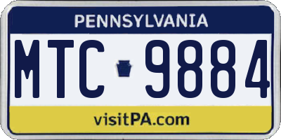 PA license plate MTC9884