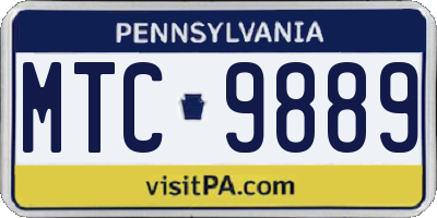 PA license plate MTC9889