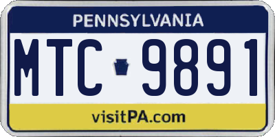 PA license plate MTC9891