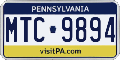 PA license plate MTC9894