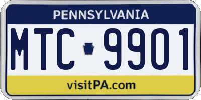 PA license plate MTC9901