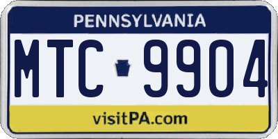 PA license plate MTC9904