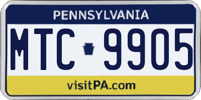 PA license plate MTC9905