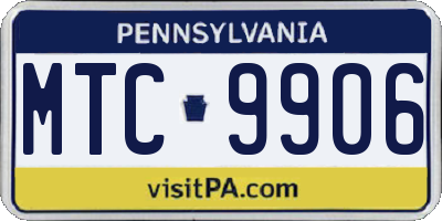 PA license plate MTC9906