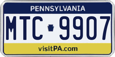 PA license plate MTC9907