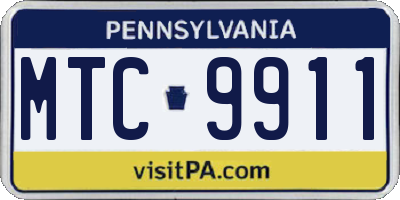 PA license plate MTC9911