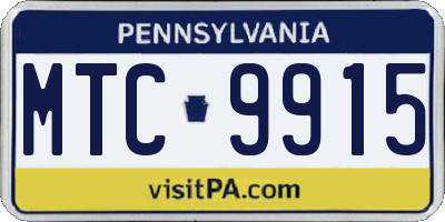 PA license plate MTC9915