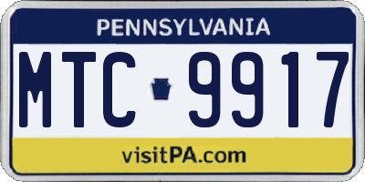 PA license plate MTC9917