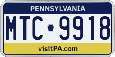PA license plate MTC9918