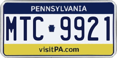 PA license plate MTC9921