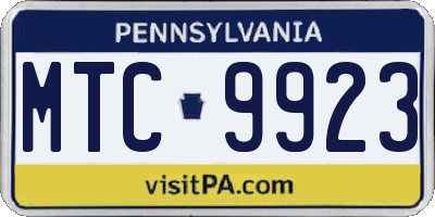 PA license plate MTC9923