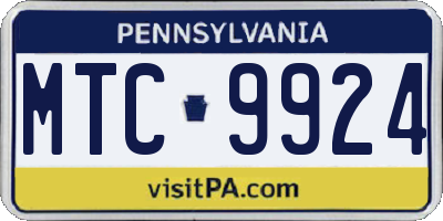 PA license plate MTC9924