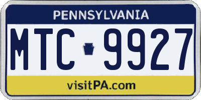 PA license plate MTC9927