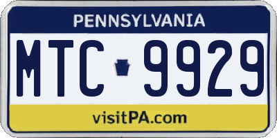 PA license plate MTC9929
