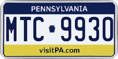 PA license plate MTC9930