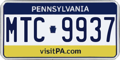 PA license plate MTC9937