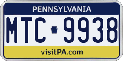 PA license plate MTC9938