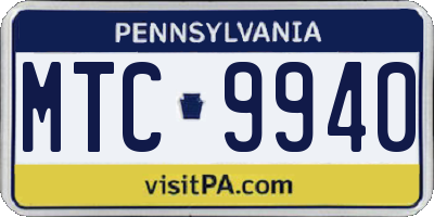 PA license plate MTC9940