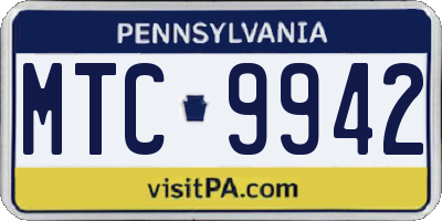 PA license plate MTC9942