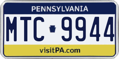 PA license plate MTC9944