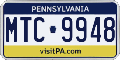 PA license plate MTC9948