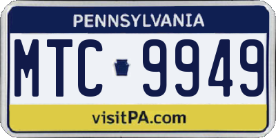 PA license plate MTC9949