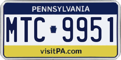 PA license plate MTC9951