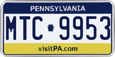 PA license plate MTC9953