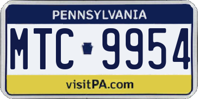 PA license plate MTC9954