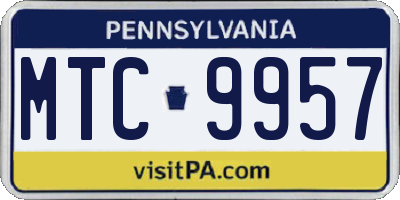PA license plate MTC9957