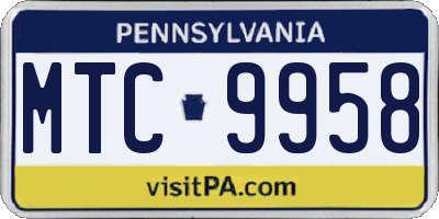 PA license plate MTC9958