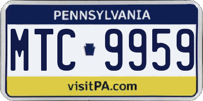 PA license plate MTC9959