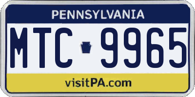 PA license plate MTC9965
