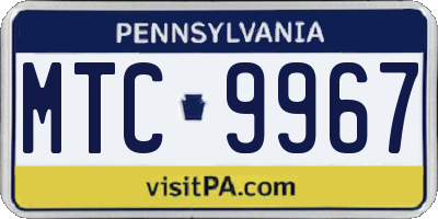 PA license plate MTC9967
