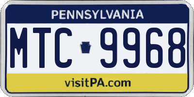 PA license plate MTC9968