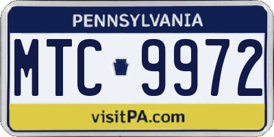 PA license plate MTC9972