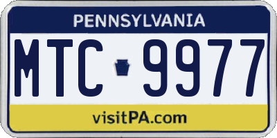 PA license plate MTC9977