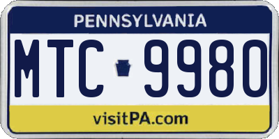 PA license plate MTC9980