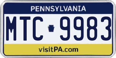 PA license plate MTC9983